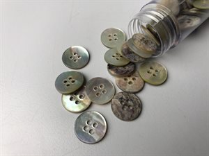 Perlemor knap - natural og 4 huller, 12 mm